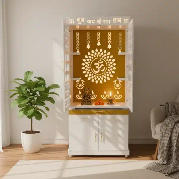 Elegant White and Gold Home Temple