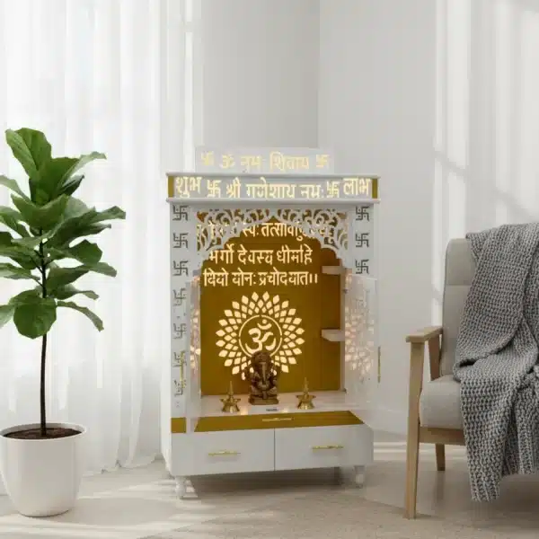 Contemporary Illuminated Pooja Mandir