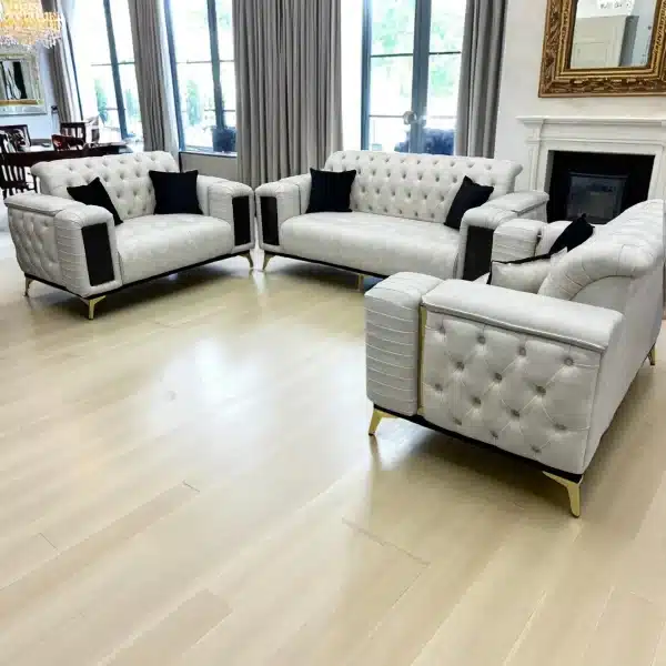 Elegant Tufted Velvet Sofa Set