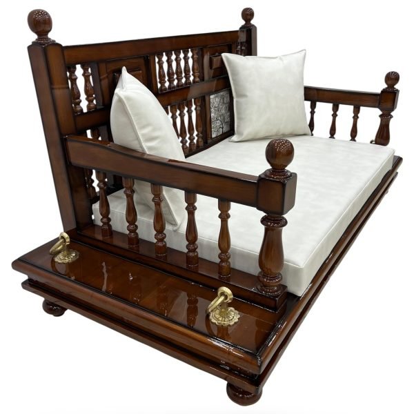 Elegant Teak Wood Indoor Swing With Copper Accents - Image 4