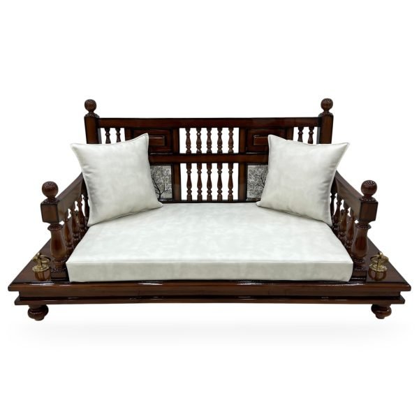 Elegant Teak Wood Indoor Swing With Copper Accents - Image 2
