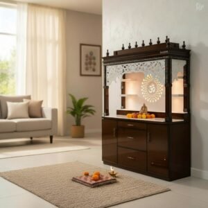 Modern High-Gloss Pooja Unit (Mandir) with LED Illumination