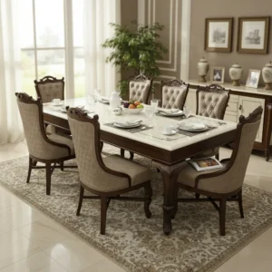 Luxury Solid Wood Dining Chairs with Tufted Upholstery