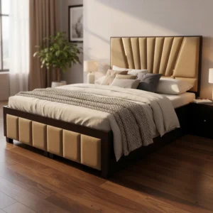 Luxury Upholstered Bed with Designer Padded Headboard