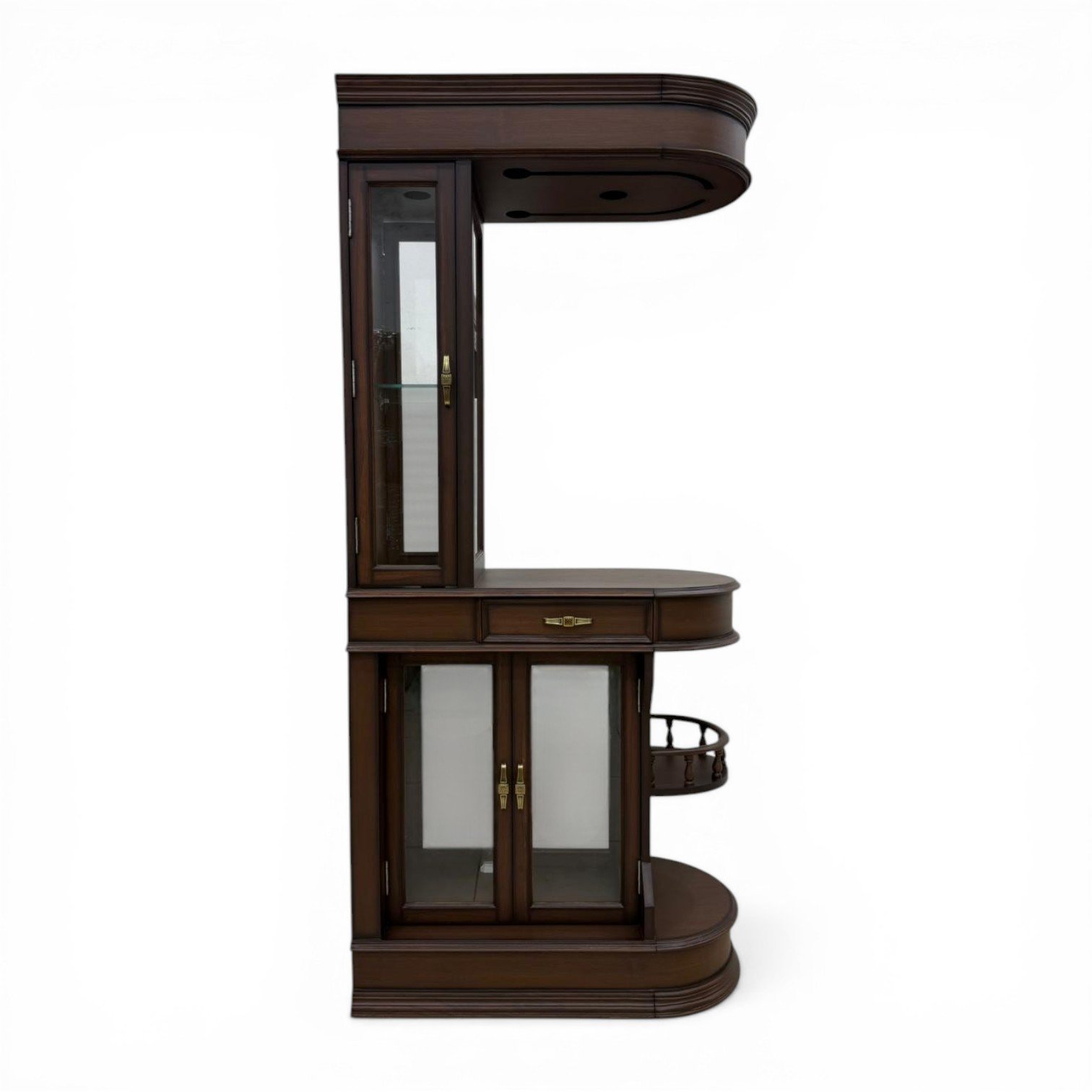 Mahogany Corner Home Bar with Glass Cabinetry - Image 4