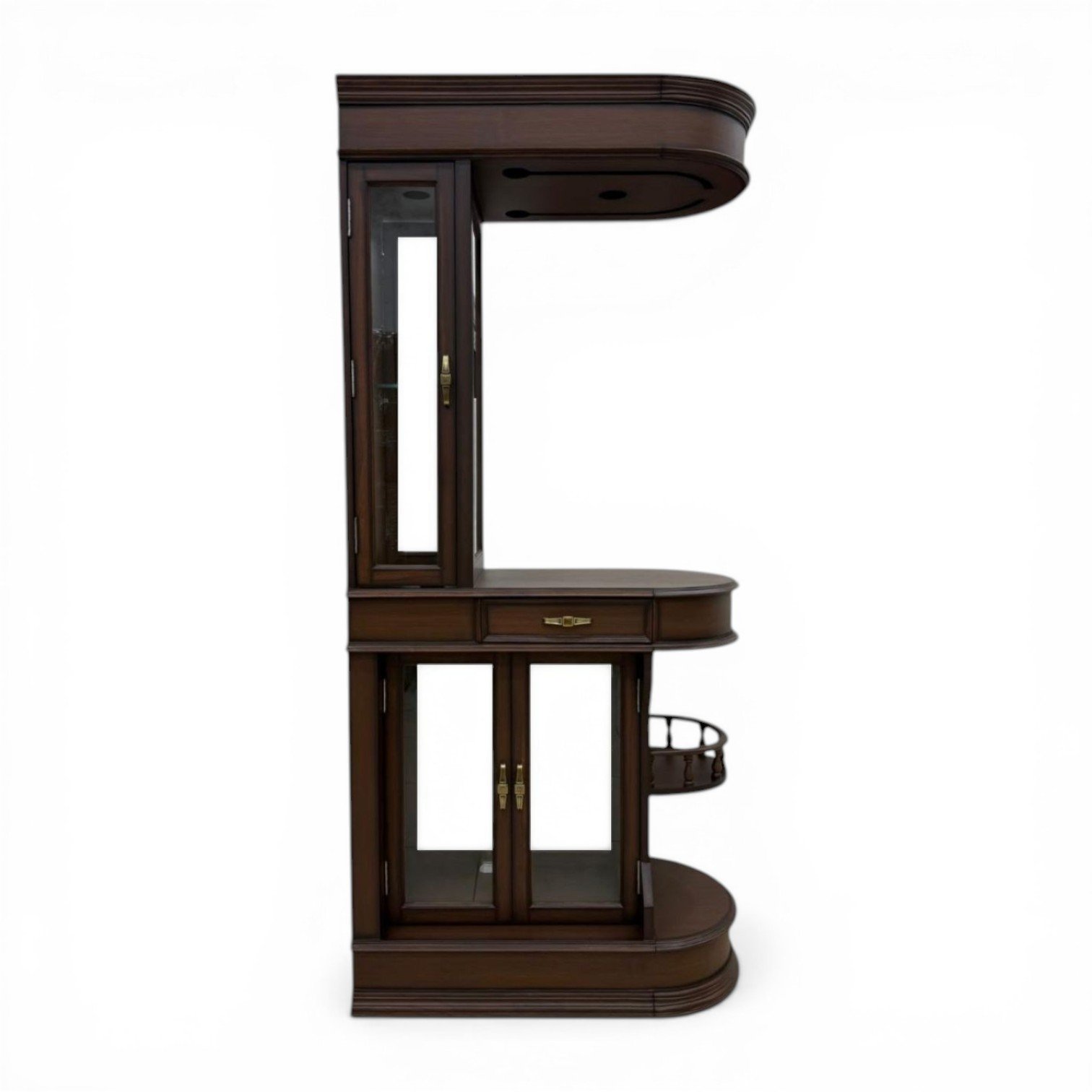 Mahogany Corner Home Bar with Glass Cabinetry - Image 2