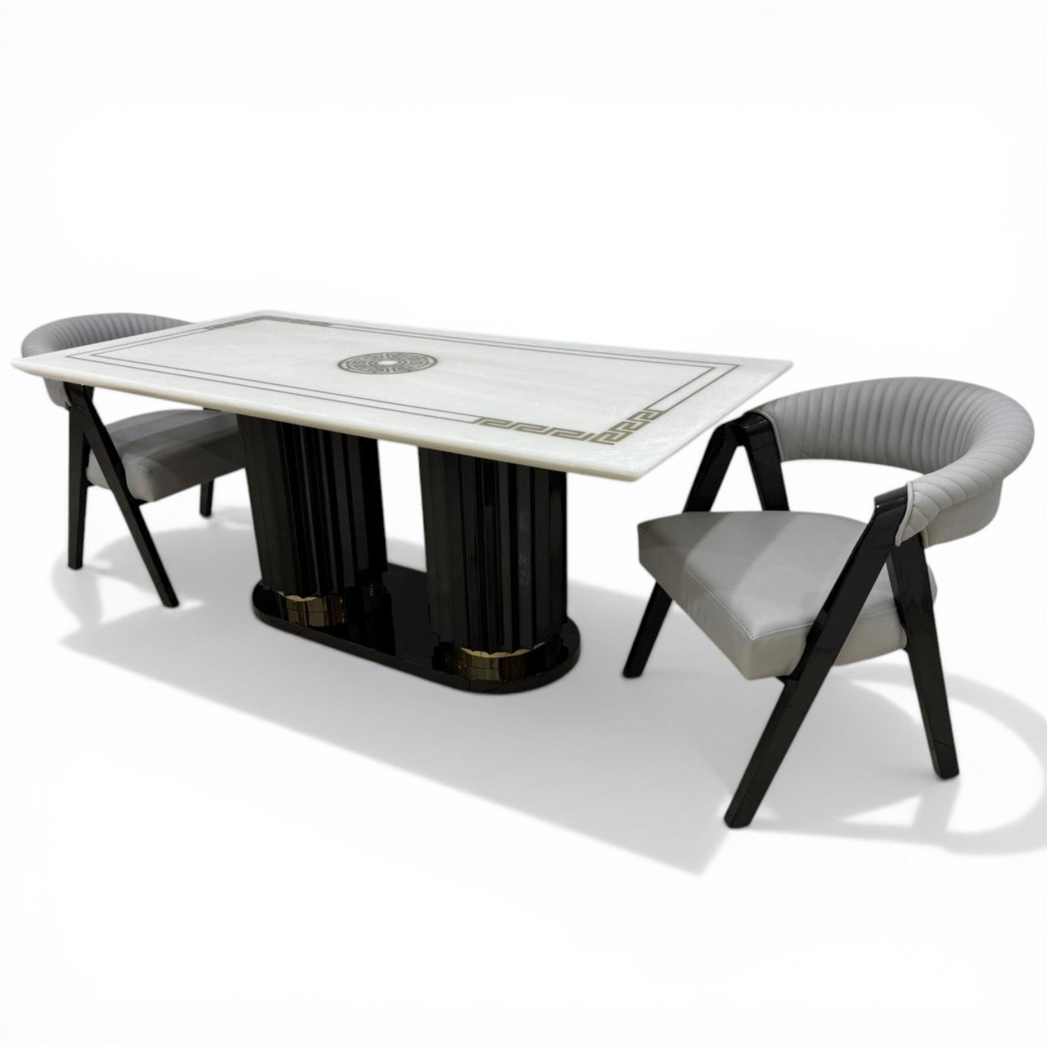 Neo-Classical Marble Dining Table with Chairs - Image 4