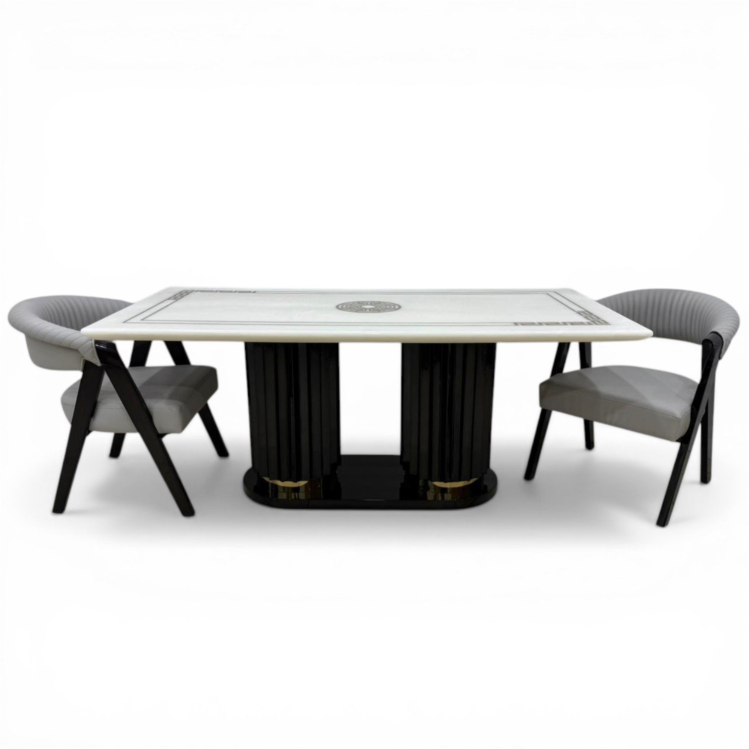 Neo-Classical Marble Dining Table with Chairs - Image 3