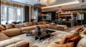 Luxury living room with premium furniture and elegant decor