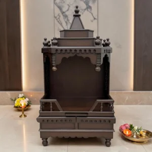 Traditional Solid Wood Temple Mandir with Dome Top