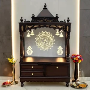 Solid Wood Backlit Temple Mandir Intricate Carved Panels