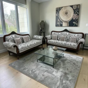 Luxury Classic Carved Wooden Sofa Set with Premium Upholstery