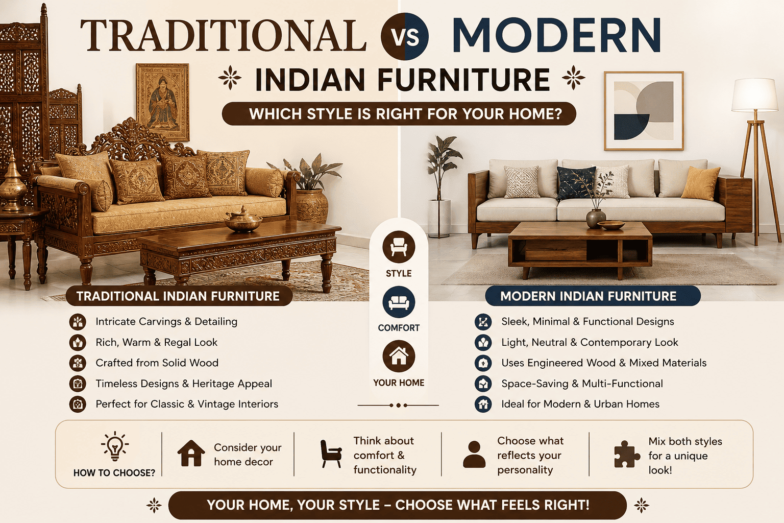 Traditional vs Modern Indian Furniture
