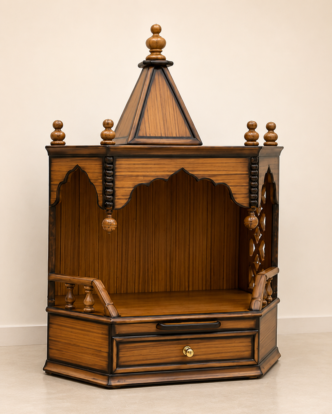 Small Traditional Wooden Mandir - Image 2