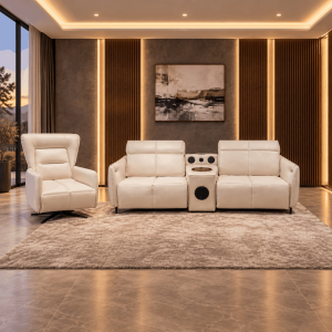 Leather reclining sofa