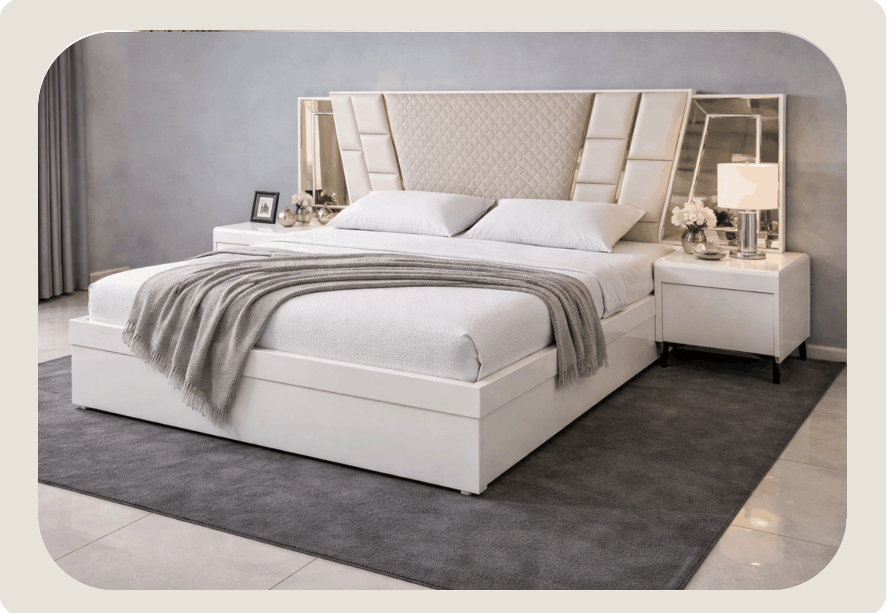 Diamond White King Storage Bed