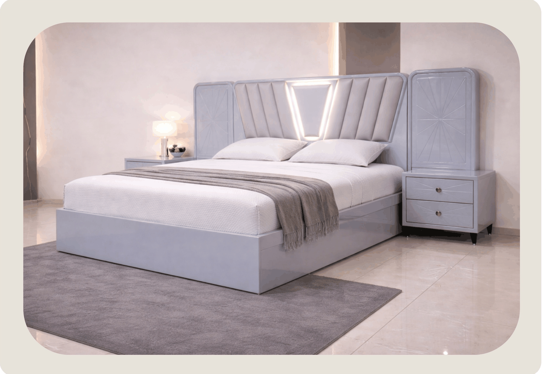 Gray-V King Storage Bed